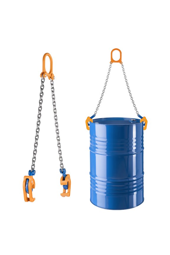 Chain Drum Lifter, G80 Drum Lifting Chain Sling with Reinforced Safety Hook, 2000 lbs Capacity, 1.6 ft Durable Drum Handling Tool, Carbon Steel Barrel Lifter for Plastic and Metal Drums
