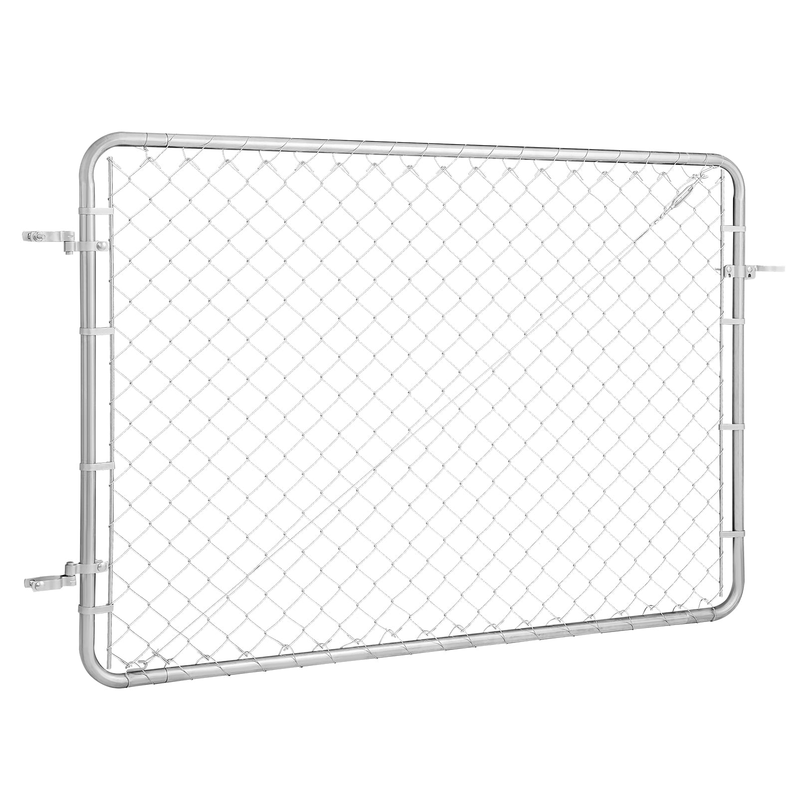 KFFKFF Chain-Linked Fence Gate 72 x 48 in, Adjustable Chain Link Fence Panel, Suitable for 2.2-6 ft (W) x 6 ft (H) Garden Fence Gate, Galvanized Fencing Gate for Yard Entrance Way