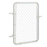 KFFKFF Chain-Linked Fence Gate 32 x 46 in, Adjustable Chain Link Fence Panel, Suitable for 2-4 ft W x 4 ft H Garden Fence Gate, Galvanized Fencing Gate for Exterior Property Gate