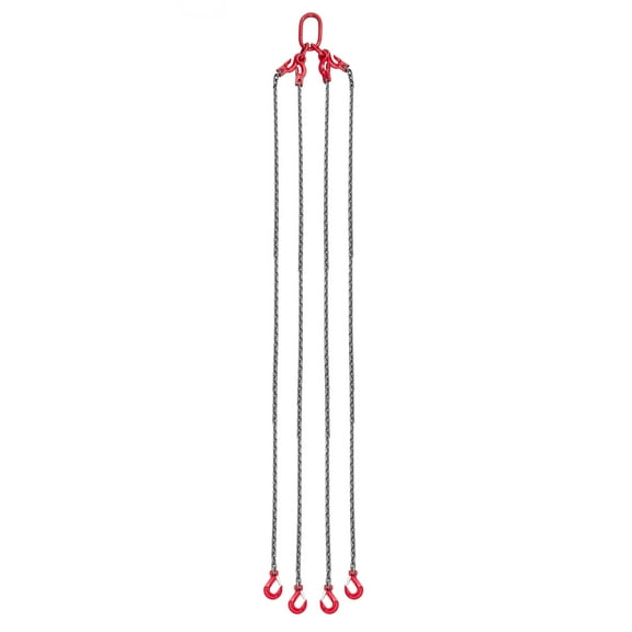 KFFKFF Chain Sling, 3/8 in x 10 ft Lifting Chains with 4-Leg Grab Hooks, Durable G80 Alloy Steel Sling, 22900 lbs Load Capacity, Adjustable Engine Hoist for Lifting, Securing, and Towing