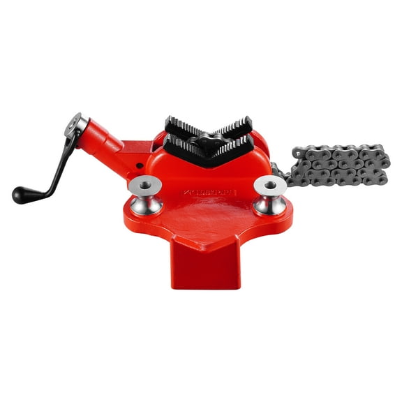 KFFKFF Chain Vise for Workbench, Accommodates Pipes from 1/2 to 8 inches, Sturdy Chain Pipe Vise with 34.6-inch Durable Chain, Crank Lever, Cast Iron Stand for Industrial Use, Workshop