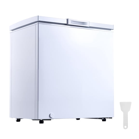 KFFKFF Chest Freezer, 5 Cu.ft Compact Deep Freezer, Free-Standing Top-Opening Door with 2 Removable Baskets & Adjustable Temperature Control - Energy Efficient, Quiet Operation, White