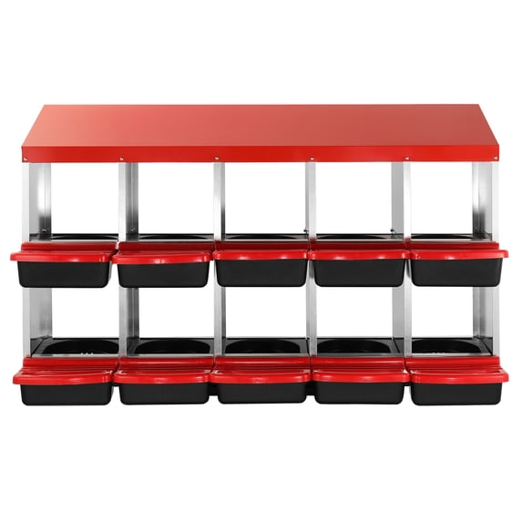 KFFKFF Chicken Nesting Box, 10-Space, 30-45 in Durable Metal, Sloped Design with Ventilation, Perch Area, Suits Various Breeds