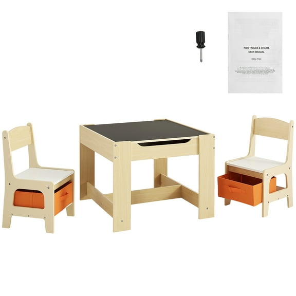 KFFKFF Children's Furniture Set, Wood Crafted Activity Desk with Storage Capacity and Containers, Child's Play Desk for Artistic Endeavors, Reading, and Educational Activities