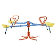 KFFKFF Childrens Seesaw with 110 lbs Capacity per Seat, Rotating Teeter Totter Featuring 4-Prong Support Legs, Outdoor Play Equipment for Kids Aged 3+, 360-Degree Swivel Design with 4 Seats