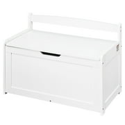 KFFKFF Children's Wooden Storage Chest, Flip-Top Lid with Safety Hinge, Spacious Toy Box, 32.68x17.91x24.02", Ideal for Playrooms, Bedrooms, Living Spaces, Whit