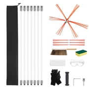 KFFKFF Chimney Cleaning Kit, 23 ft Extendable Length Brush with Replacement Bristles & Safety Goggles, Flexible Design for 90  Angles, Suitable for Square and Rectangular Chimneys