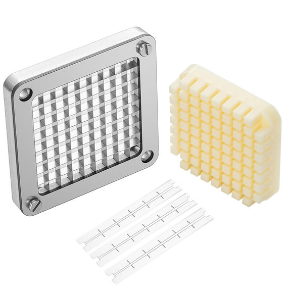 KFFKFF Chopper Blade Set, 3/8'', Includes 3 French Fry Blades, 6 Spare Knives, Stainless Steel, Compatible with Dicer for Slicing Potatoes, Carrots, Onions, Cucumbers, and Mushrooms