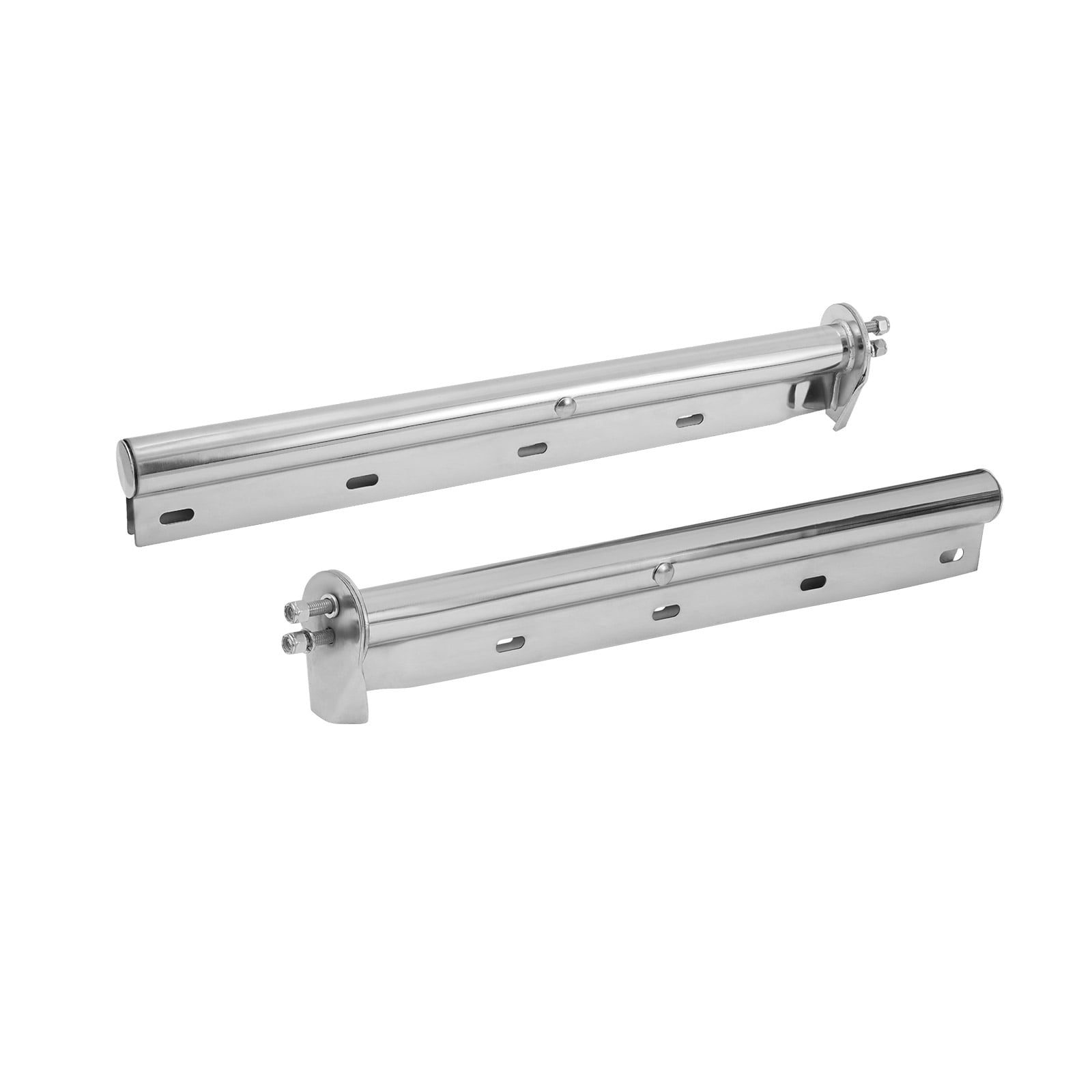 KFFKFF Chrome Straight Spring-Loaded Mud Flap Hangers, 1-1/8" Bolt Spacing for Semi Trucks, Heavy-Duty Mud Flap Hanger Set with Reflective Strips, Silver