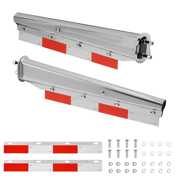 KFFKFF Chrome Straight Spring-Loaded Mud Flap Hangers, 2-1/2" Bolt Spacing for Semi Trucks, Heavy-Duty Mud Flap Hanger Set with Reflective Aluminum Plates, Silver