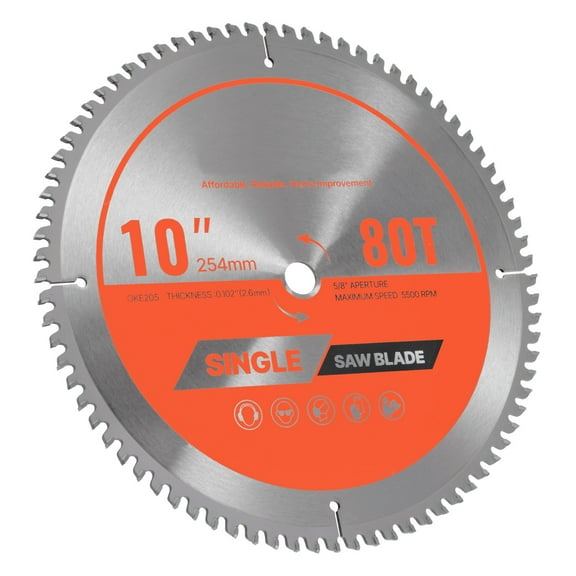 KFFKFF Circular Saw Blade, 10-inch Diameter, 80 Precision Alloy Teeth, 5/8-inch Arbor, Smooth Finish, Aluminum Cutting Blade for Circular Saws, Designed with Heat Vents to Reduce Noise