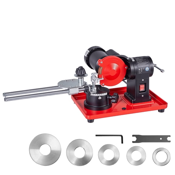 KFFKFF Circular Saw Blade Sharpener, 370W 3590RPM Rotary Angle Grinder with 5" Grinding Wheel & 6 Saw Centerings - Compatible with 3.2" to 27.5" Circular Saw Blades