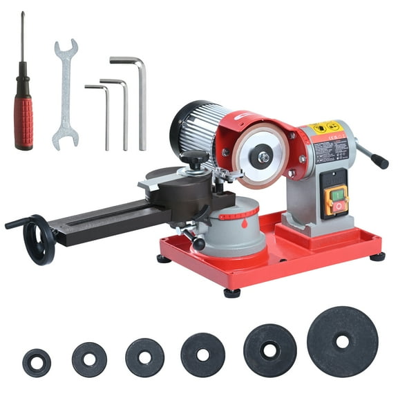 KFFKFF Circular Saw Blade Sharpener, 370W 3600RPM Rotational Angle Mill Polisher, Saw Blade Polishing Sharpening Device with 6 Saw Alignments, 5-inch Polishing Disc for Carbide Coated Saw Edges