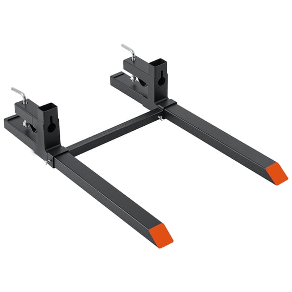 KFFKFF Clamp-On Pallet Forks with 2000 lbs Capacity,43-Inch Length with Orange Tips,Compatible with Tractor Attachments,Skid Steer & Loader Buckets,Adjustable Stabilizer Bar,Durable Reinforced Design