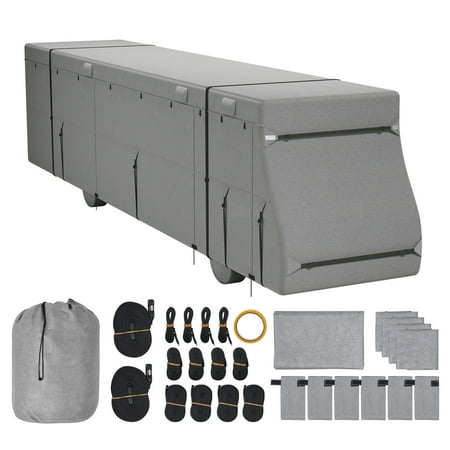 KFFKFF Class A Motorhome Cover, Suitable for 40-43 ft RV, Crafted from Non-woven Fabric, Offers Water Resistance, Wind Resistance, and Durability, Comes with Storage Bag, Repair Kits, Straps