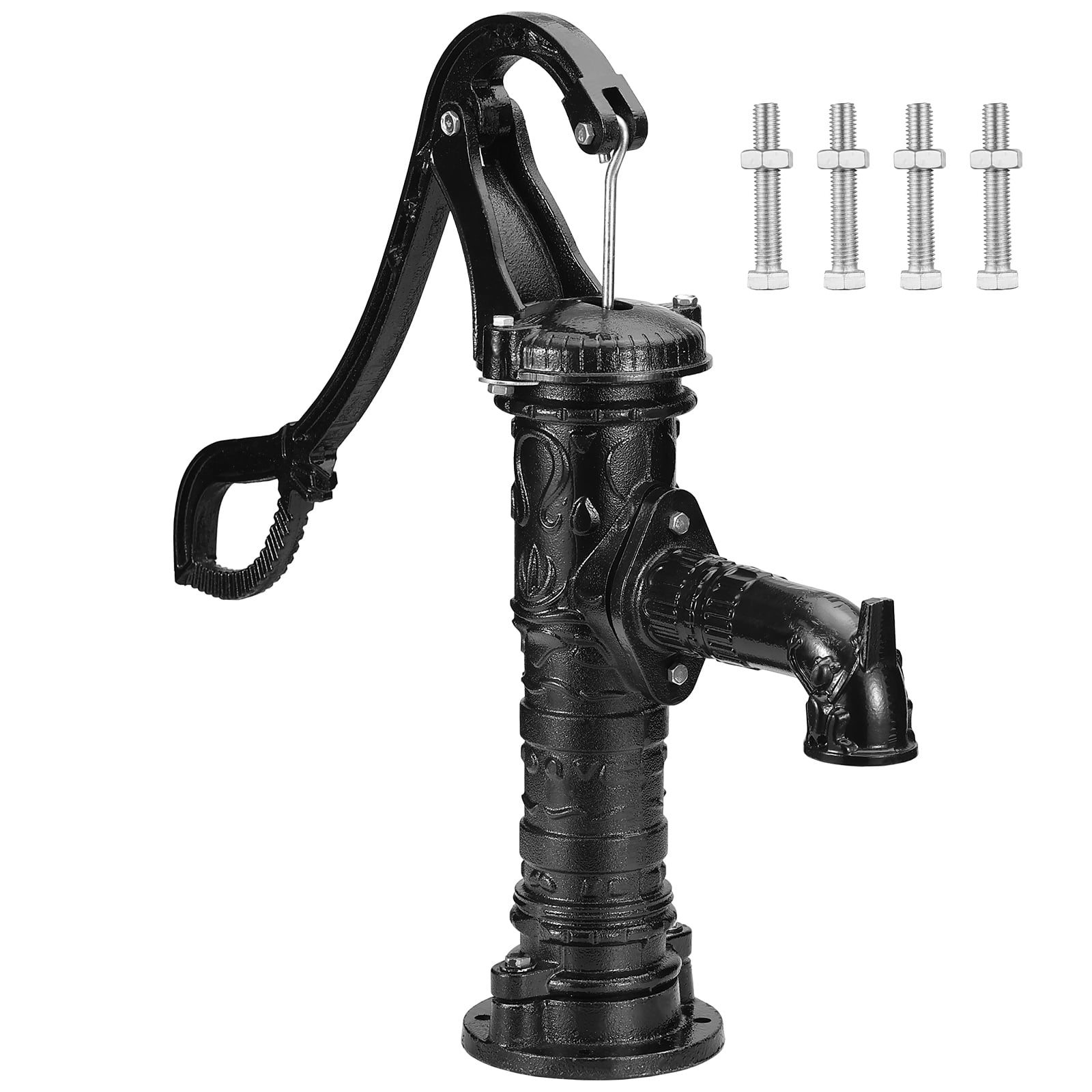 KFFKFF Classic Manual Water Pump, 22 ft Lift Capacity, Durable Cast Iron Construction, Hand-Operated with Comfortable Handle G1-5/8", Simple Setup, Ideal for Outdoor Gardens, Yards, Farms - Black