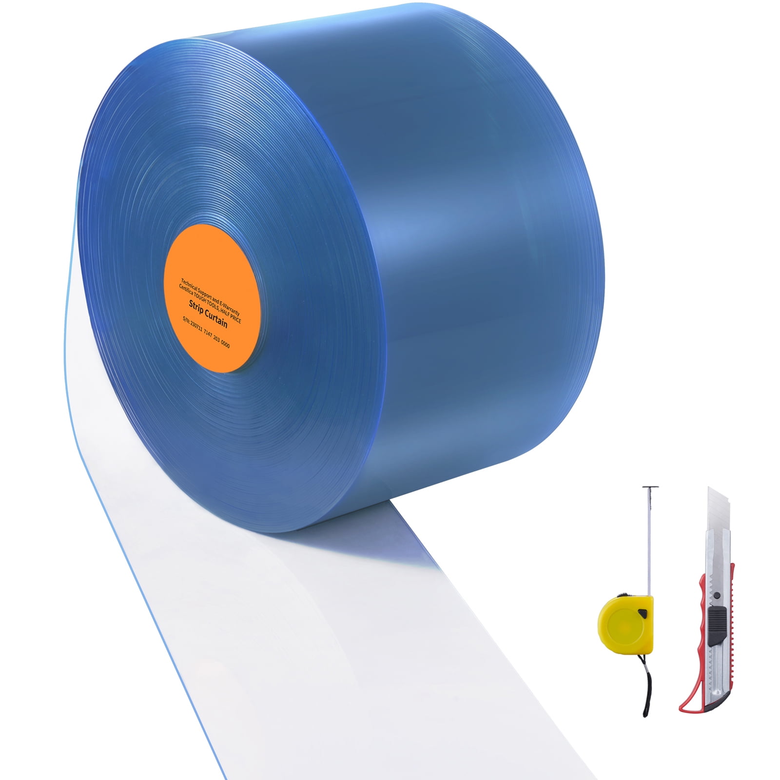 KFFKFF Clear PVC Strip Curtain, 164' Length x 8" Width x 0.08" Thickness, Smooth Plastic Door Strips for Entryways in Supermarkets, Garages, Warehouses, Barns, and Animal Shelters