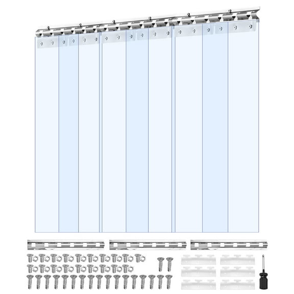KFFKFF Clear PVC Strip Curtain, 84 x 36 x 0.08 in, 6-Pack Plastic Door Strips for Freezers, Warehouses, and Garages