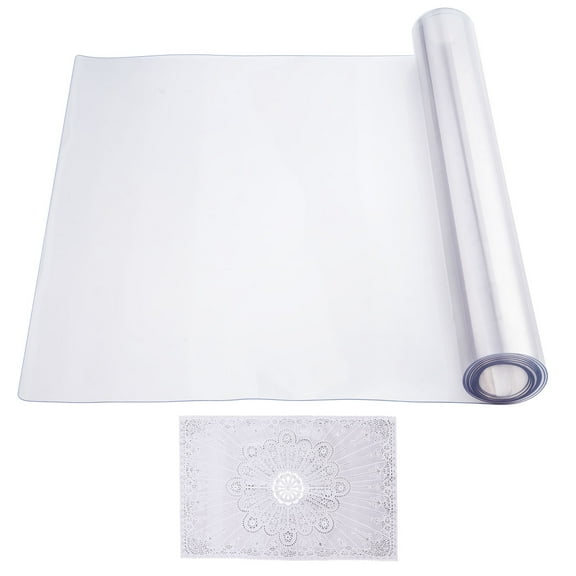 KFFKFF Clear Plastic Table Cover, 24 x 96 Inch, 1.5 mm Thick PVC Protector, Rectangular Waterproof Desk Mat, Easy-to-Clean Tablecloth for Office, Dining Table, Dresser, or Nightstand