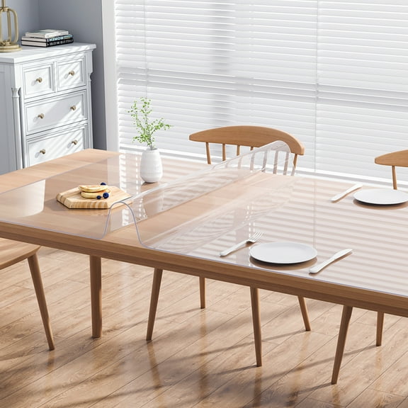KFFKFF Clear Table Cover Protector, 12" x 24"/306 x 614 mm Table Cover, 1.5 mm Thick PVC Plastic Tablecloth, Waterproof Desktop Protector for Writing Desk, Coffee Table, Dining Room Table
