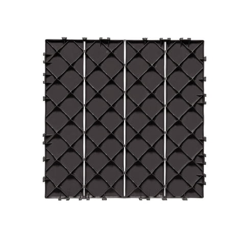 KFFKFF Click-Together Deck Tiles, Set of 54, 12"x12" Covering 54 sq. ft, Durable Plastic Outdoor Ground Cover, Suitable for All Weather Conditions, Ideal for Patio, Porch, Poolside, Deep Brown