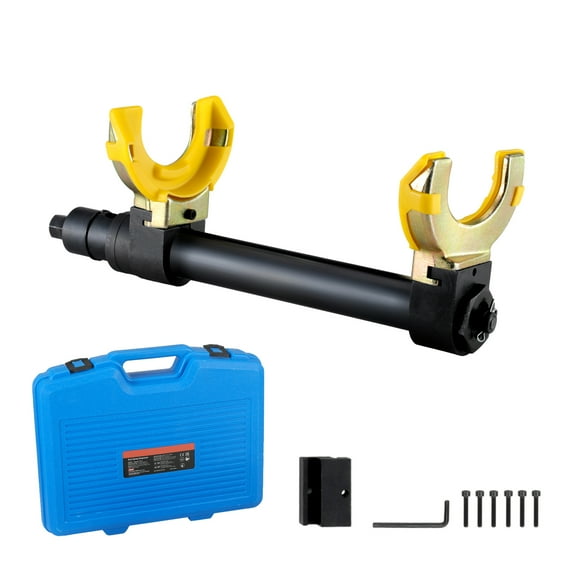 KFFKFF Coil Spring Compressor Tool Kit, Macpherson Interchangeable Fork Spring Compressor, Coil Extractor Removal Set with Yellow Safety Sleeve and Storage Case