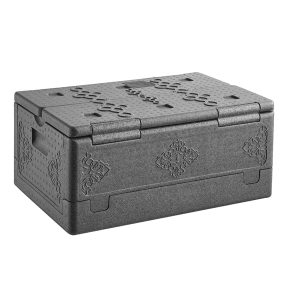 KFFKFF Collapsible Insulated Food Carrier, 40 Qt Non-Electrical Thermal Storage Box, Durable and Lightweight EPP Container for Food Delivery, Catering, BBQ, Maintains Temperature for 4 Hours (Gray)