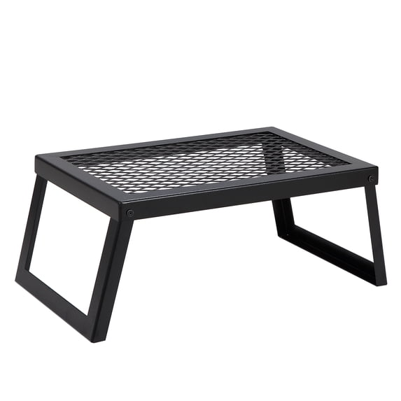 KFFKFF Collapsible Outdoor Grill, Robust Steel Mesh Structure, 18" Travel-friendly Campfire Grates Above Fire Pit, Camping Cookware with Stand and Transport Sack, BBQ
