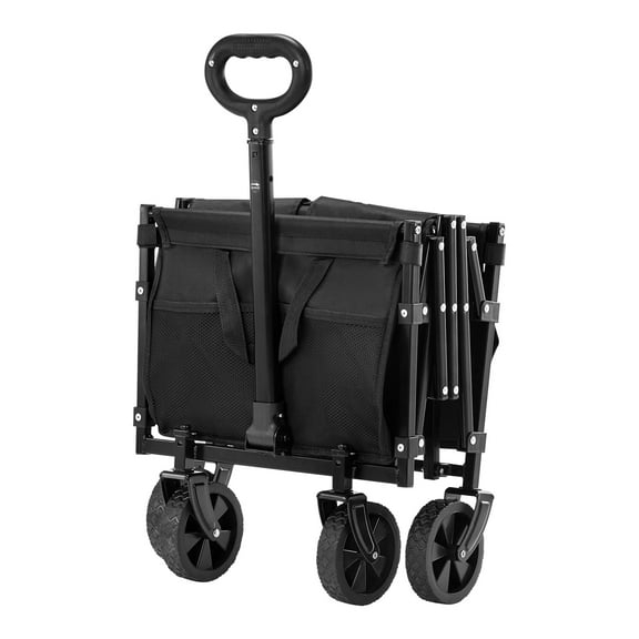 KFFKFF Collapsible Wagon Cart, Folding Utility Wagon with 120L Capacity & 225 lbs Load, 300D Oxford Fabric & Steel Frame, 25.98 x 17.72 x 18.11 in