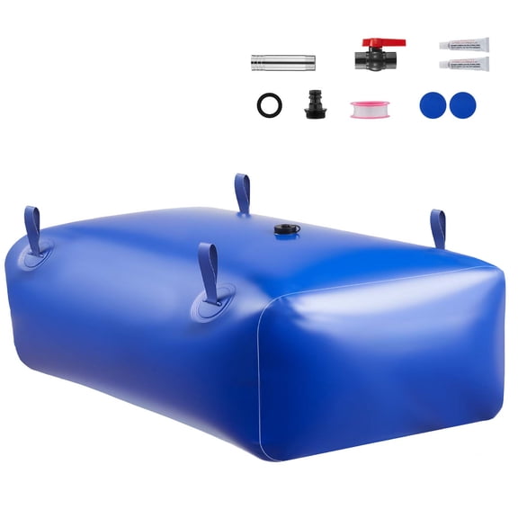 KFFKFF Collapsible Water Storage Bladder, 142.7 Gal Portable Water Tank, Durable 1000D PVC Container, Leak-Resistant Design for Camping, Garden Irrigation, RV, and Emergency Use, Blue