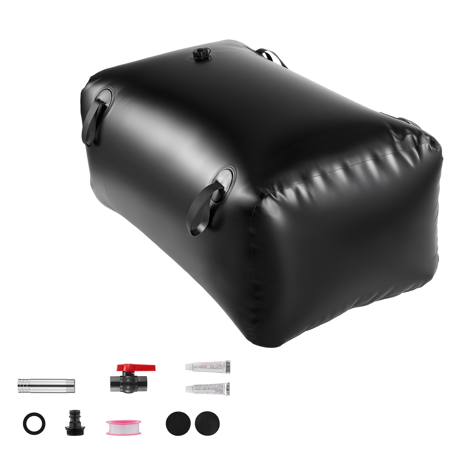 KFFKFF Collapsible Water Storage Bladder, 63.4 Gal Portable Water Bag, Durable 1000D PVC Container, Leak-Resistant Tank for Camping, Garden Irrigation, RV, and Emergency Use, Black