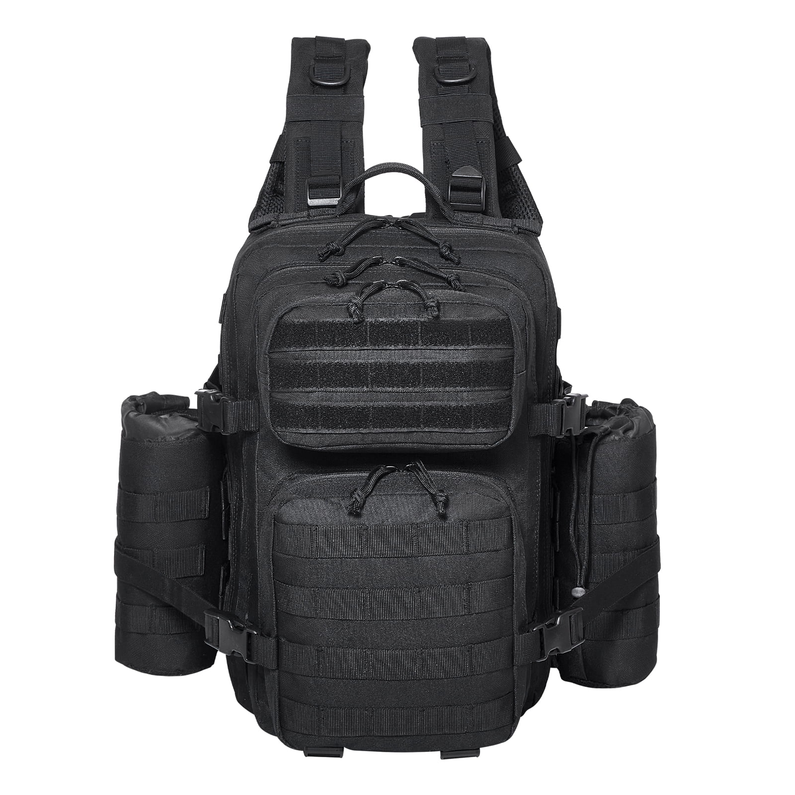 KFFKFF Combat Backpack, 3 Compartments 25L Rucksack with Molle System & Triple Sections, Unisex Pack Bag, Outdoor Exploration, Trekking, Hunting Gear Bag, Black