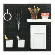KFFKFF Combo Set, 11" x 11" Synthetic Pegboard, Quartet of Panels, Wall Mounting Organizer Set with Extras, Suitable for Garage Equipment Stowage Kitchen Living Area Craft Space Office Restroom