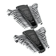 KFFKFF Combination Wrench Set, 30-Unit Ratchet Wrench Collection with Storage Stand, Chromium-Vanadium Steel Wrench Assortment SAE 1/4" to 1", Metric 8 mm to 24 mm, Suitable for Everyday Home Use, Garage