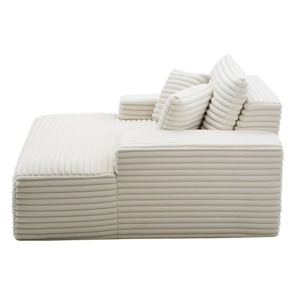 KFFKFF Comfortable Chaise Lounge Chair, 54-inch Upholstered Indoor Recliner with Armrests and Throw Pillows, Modern Oversized Sofa Couch for Relaxation in Living Room or Bedroom, Beige