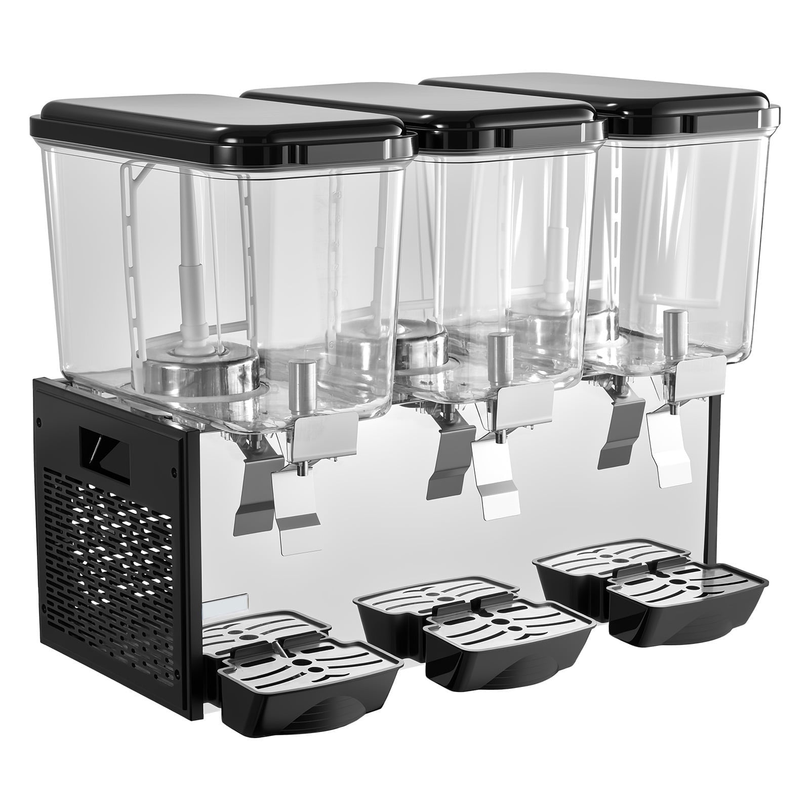 KFFKFF Commercial Beverage Dispenser with 3 Tanks, 18L / 19 QT Capacity Per Tank, Stainless Steel Juice and Iced Tea Dispenser, Cooling Range 45℉-54℉, Ideal for Serving Cold Drinks at Restaurants