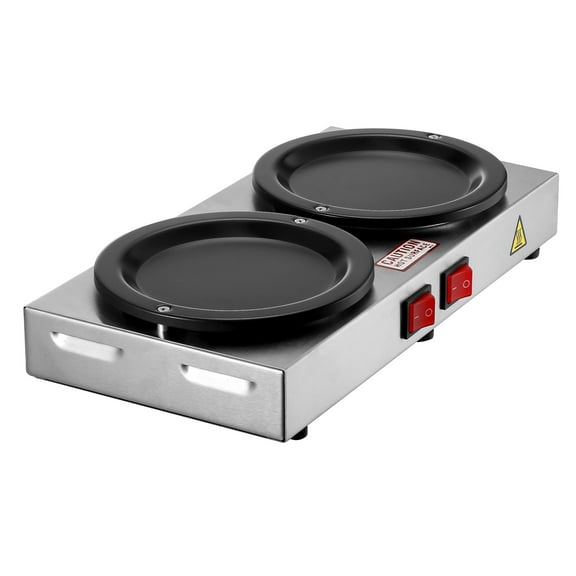 KFFKFF Commercial Coffee Decanter Warming Plate, 80W Dual Warmers with Separate Controls, Compatible with 1.8L Glass Decanters, Ideal for Cafes, Homes, Offices, and Restaurants