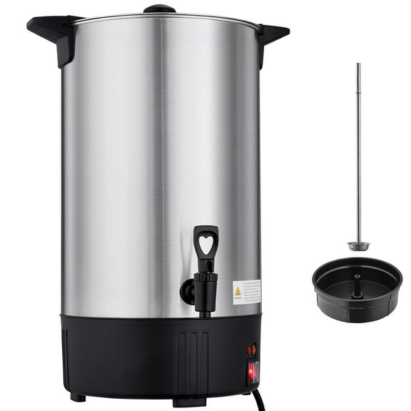 KFFKFF Commercial Coffee Urn, 100 Cup 15 L Hot Beverage Dispenser with Non-Drip Faucet, Fast-Brewing Stainless Steel Large Coffee Maker, Ideal for Events, Offices, Gatherings, and Restaurants