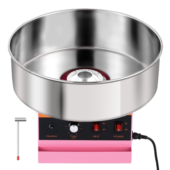 KFFKFF Commercial Cotton Candy Machine, 1000W Electric Candy Floss Maker in Pink, Perfect for Home Events, Carnivals, Birthdays, and Family Gatherings. Features a 20.5-inch Stainless Steel Bowl.