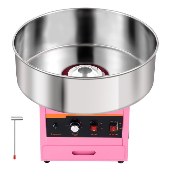 KFFKFF Commercial Cotton Candy Machine, 1000W Electric Candy Floss Maker in Pink, Perfect for Home Events, Carnivals, Birthdays, and Family Gatherings, Features a 20.5-inch Stainless Steel Bowl.