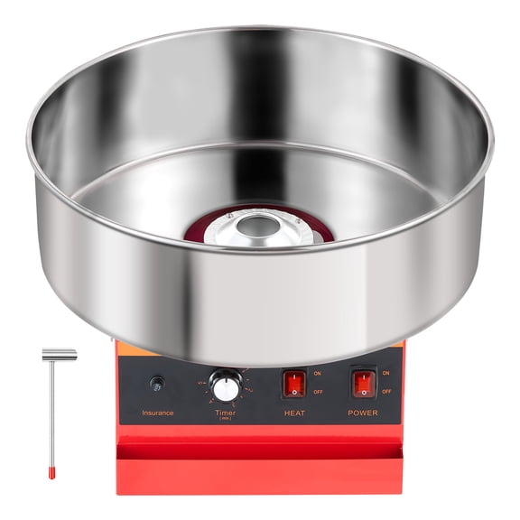 KFFKFF Commercial Cotton Candy Machine, 1000W Electric Candy Floss Maker in Red, Perfect for Home Events, Carnivals, Birthdays, and Family Gatherings, Features a 20.5-inch Stainless Steel Bowl.