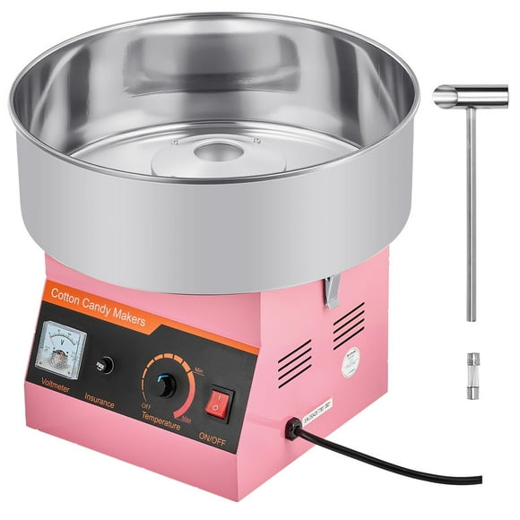 KFFKFF Commercial Cotton Candy Machine, 1000W Electric Floss Maker with 15-Inch Stainless Steel Bowl, Includes Sugar Scoop, Ideal for Hard Candy, Home Use, Kids' Birthdays, and Family Gatherings