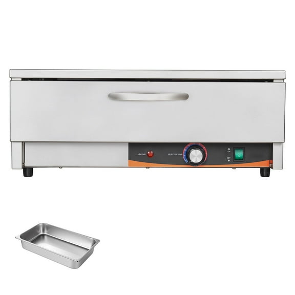KFFKFF Commercial Electric Drawer Warmer, Single-Drawer Stainless Steel Food Heating Unit, Freestanding Compact Warming Cabinet, Adjustable Temperature Range 85F185F, Ideal for Restaurants, Hotels