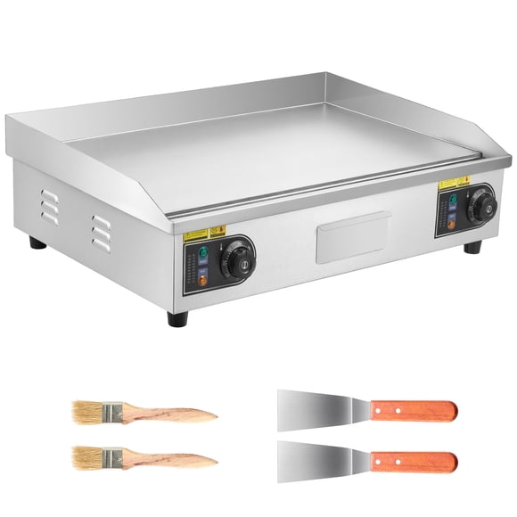 KFFKFF Commercial Electric Griddle, 28.54 x 15.75 in, 2800W, Adjustable Temperature Range 122-570F, Stainless Steel Flat Top Grill with Accessories for Cooking Steak