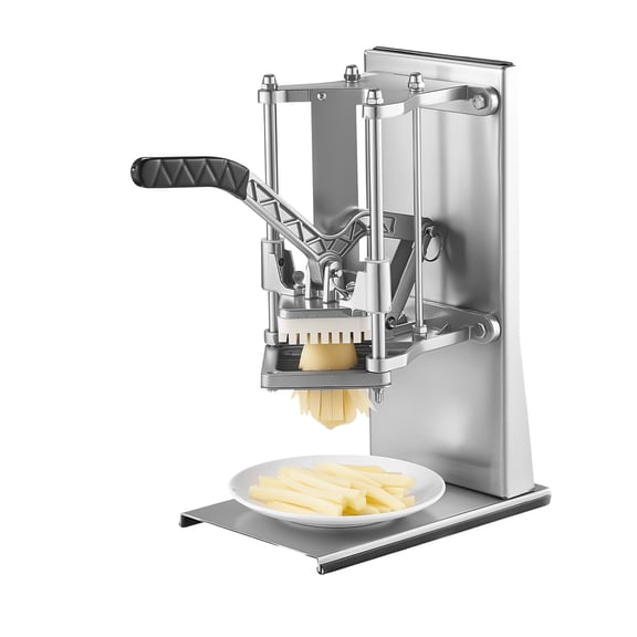KFFKFF Commercial French Fry Cutter and Vegetable Chopper with 4 Interchangeable Blades - 1/4", 3/8", 6-Wedge Slicer & Apple Corer - Wall-Mount Stainless Steel Potato Cutter for Home