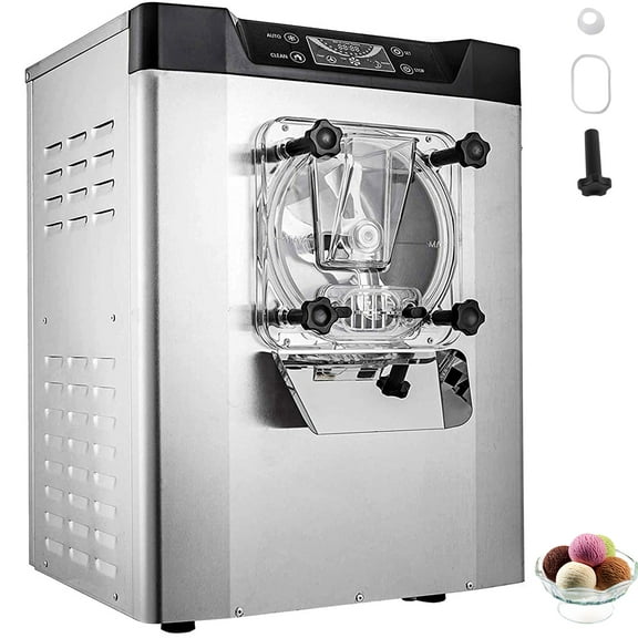 KFFKFF Commercial Ice Cream Machine 1400W 20L/5.3Gal Per Hour Hard Serve Yogurt Maker with LED Display,Sliver