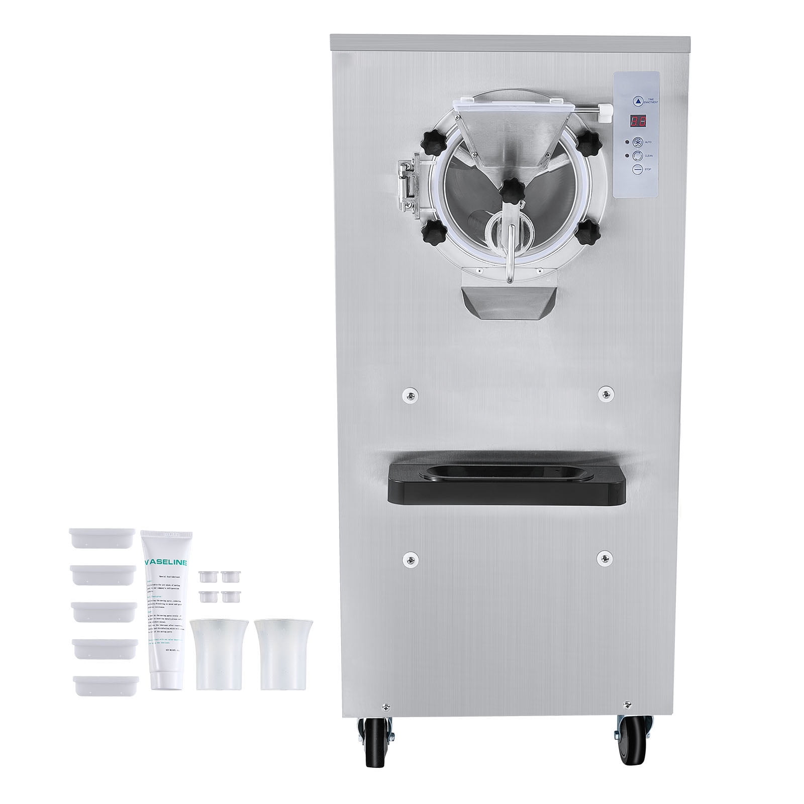 KFFKFF Commercial Ice Cream Maker, 20-25L/H Output, 2400W Single-Flavor Hard Serve Machine, 8L Stainless Steel Tank, Digital Control, Auto Cleaning, Adjustable Texture