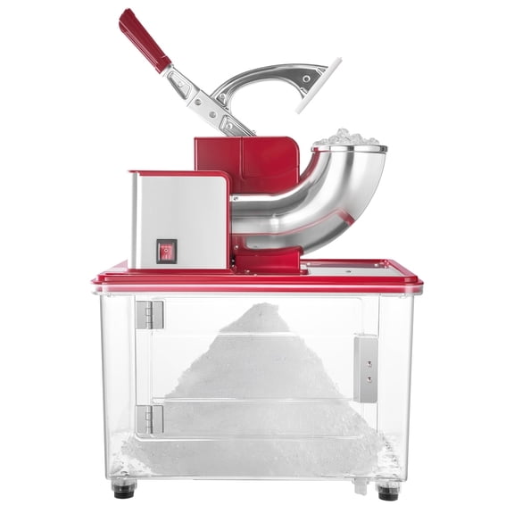 KFFKFF Commercial Ice Crusher 661LBS/H, 350W Electric Shaved Ice Machine with 4 Blades, 2000RPM Stainless Steel Design, 11 Gal Ice Storage, Ideal for Homes, Restaurants, and Bars, Red
