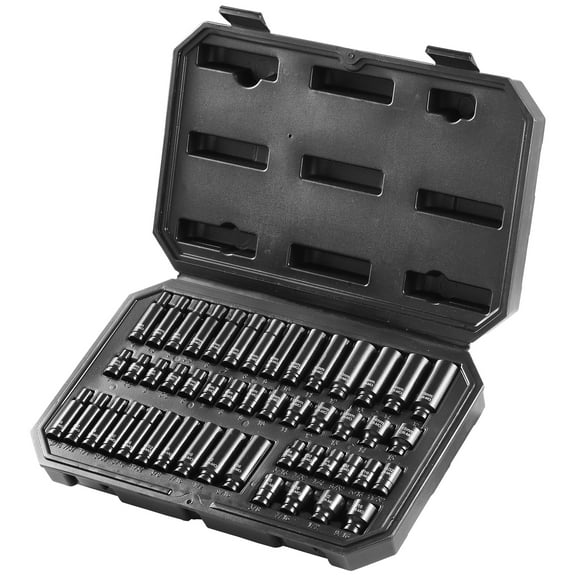 KFFKFF Impact Sockets Set 48pcs 6-Point 1/4" Drive Bit Ratchet Tool Kit Case