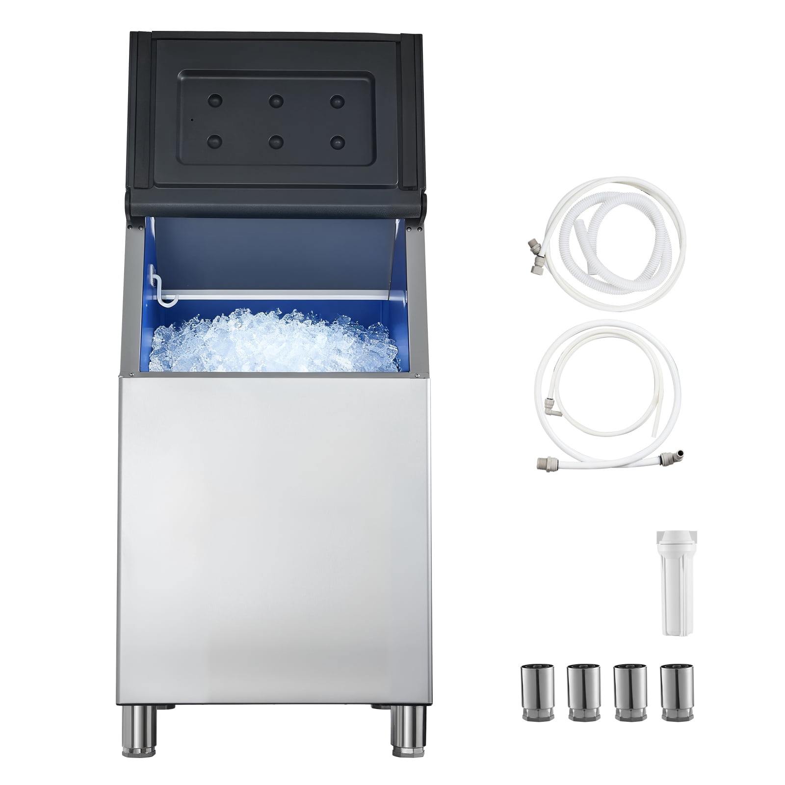 KFFKFF Commercial Ice Storage Bin, 300 LBS Capacity, Stainless Steel Ice Bin with Adjustable Non-Slip Rubber Feet, Ideal for Restaurants, Hotels, and Beverage Shops